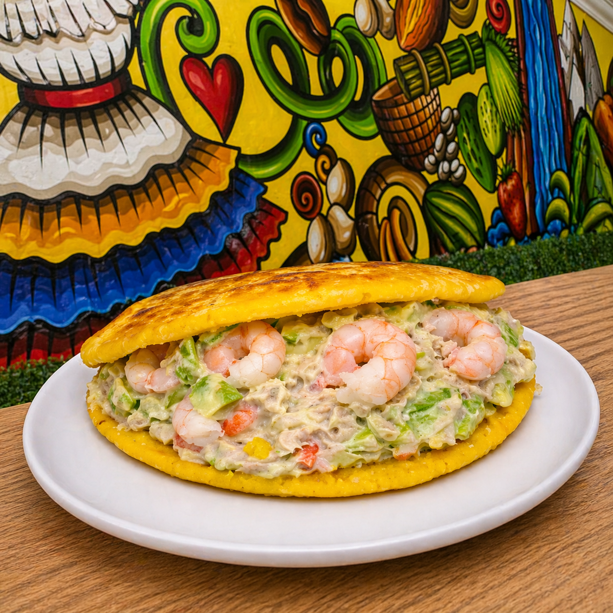 Arepas grandes venezolanas rellenas